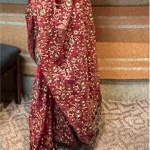 Elegant Red Floral Wedding Dress